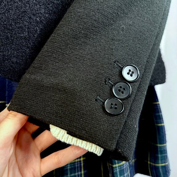 Talbots Black 2-Button Wool Blend Blazer Jacket Unlined 12 Petite Dark Academia - Picture 4 of 11